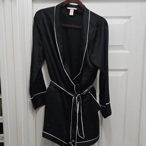 Victoria's Secret Black Robe with White Accents